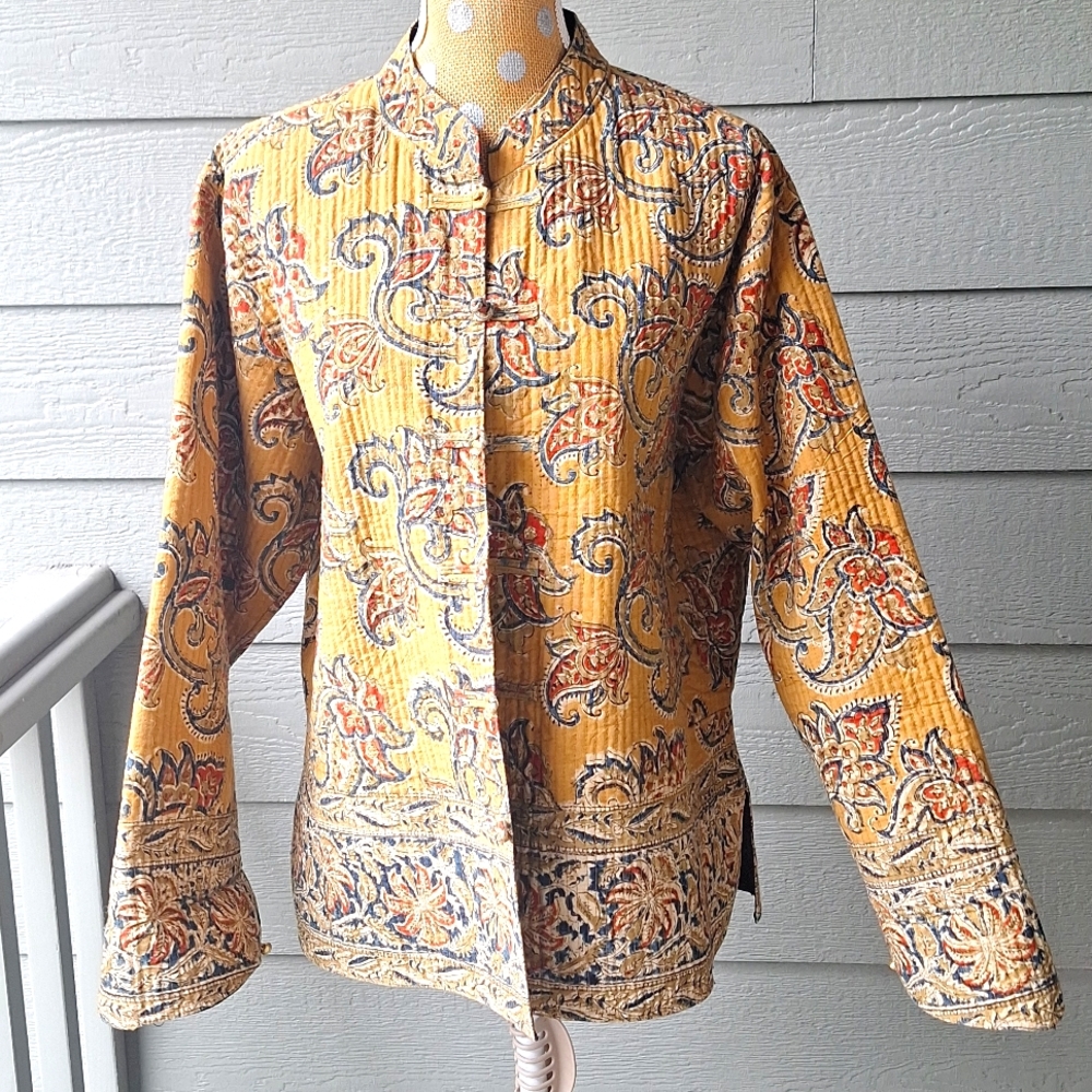 Sam Hilu Paisley Mandarin Collar Lightweight Boho Jacket Cotton with Silk Lining